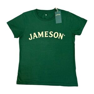NWT Jameson Green Short Sleeve T-Shirt with Yellow Letters Print Size Medium